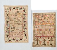 A George III needlework sampler: with banded upper and lower case alphabet,