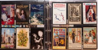 An album of early 20th Century advertising postcards: containing examples of many well -known
