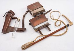 An early 20th century silver mounted antler handled riding crop: assay rubbed,