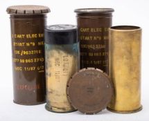 Two used No.9 MkII Cart Electric Engine starting cartridges in original tin containers:(2).