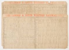 Two London & South Western Railway Timetables:, one for '3rd July to 30th September 1911',