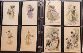 An album of approximately 194 postcards mostly portraits of women including Hans Zachel and others