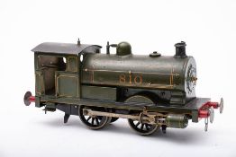 Bassett-Lowke Gauge 1 0-4-0 Tank Loco 'Peckett': green No 810 with clockwork mechanism,