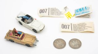 A Corgi James Bond Aston Martin DB5 together with James Bond Toyota 2000GT: spare missiles,