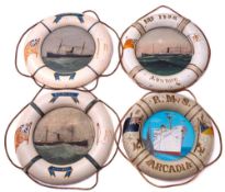A group of four 'The Ramsey' Lifebuoy Novelty frames with ship portraits: 'SS Racilia', 'SS Bacilia,