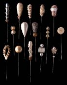 A group of fifteen mid 20th Century hat pins,: including sequin examples (15).