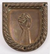 A Chatham Dockyard replica bronze ward room badge for HMS Puncher: 13cm high