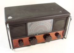An Eddystone Mariner Receiver Model 659: dark brown crackle finish to case with glass dial and