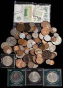 A collection of mixed GB and World coinage including some notes:.