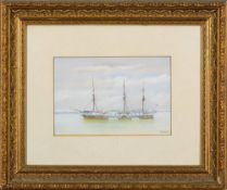 W A Earp? (19th Century British) A watercolour of the Shaftesbury Training ship 'Arethusa': signed