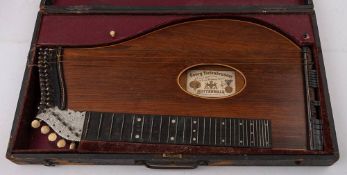 A Georg Tifenbrunner concert zither by Mittenwald: sycamore strung sound hole with rosewood sound