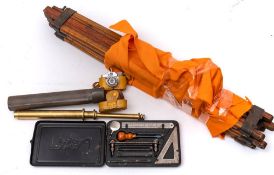 Kent (Japan) miniature camera:, together with an oak and brass tripod,