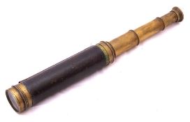 A 19th century leather and brass four draw telescope by Kasner & Moss, Melbourne,