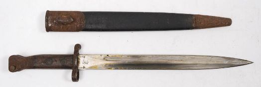 A late Victorian 1888 pattern Lee Metford bayonet: the straight double edge blade with crown and