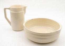 A WWII German wash jug and bowl:, both plain white glazed body,