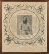 A late 19th century W G Grace commemorative handkerchief 'Champion Cricketer of the World':,