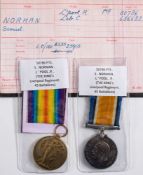 A WWI pair to '50786 Pte S Norman L'Pool R':.
