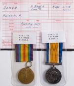 A WWI pair to '61788 A Cpl H H Homer N Staff R':.