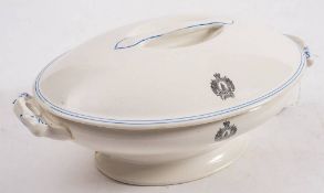 A Staffordshire oval tureen and cover for The Incorporated Thames Nautical Training College 'HMS