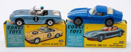 Corgi 318 Lotus Elan S2: blue with black interior 'I've got a Tiger in My tank' to boot, spun hubs,