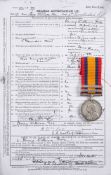 A Queen's South Africa Medal '6979 Pte H W Roe 3rd Leic Rgt' with ghost dates and two clasps: