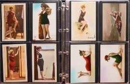 An album of 70 early 20th Century and later Glamour and erotic postcards: including PC Paris