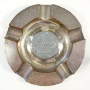 A silver plated launch commemorative ashtray for the Imperial Japanese Navy Battleship HIJMS