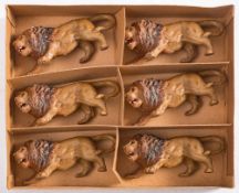 Tipple-Topple-Tiere (Austria) a group of six lions in original stock box,
