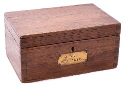 A late 19th century sailor's pine ditty box: with brass plaques stamped 'J Tong Wireman 1st Class',