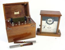 A mahogany cased 'The Berners' battery electro convulsive therapy set together with a Nivoc