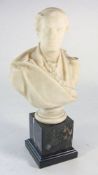 A 19th century alabaster bust of Rear Admiral Sir Edmund Lyons: inscribed 'M Noble,