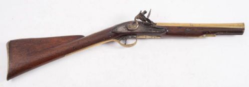 A 19th century flintlock blunderbuss by Bond of London: the 11 3/4 inch two stage brass barrel