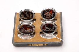 A set of George V silver and tortoiseshell menu holders, maker William Comyns & Son,