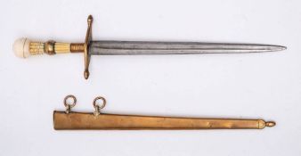 A late 18th/early 19th century Midshipman's dirk: the flat lozenge blade with single ferrule over a