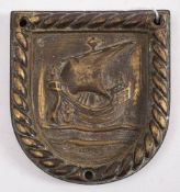 A Chatham Dockyard replica bronze ward room badge for HMS Voyager: 13.
