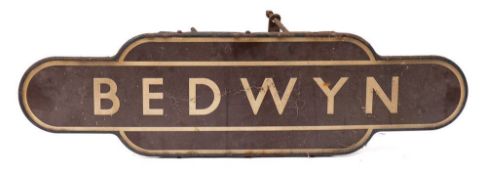 A BR (W) Totem 'Bedwyn':, cream and brown fully flanged edged with original mounting bolts, 92.