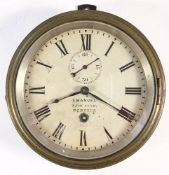 A 19th century brass cased bulkhead clock retailed by E Manuel, The Hard Portsea:,