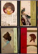 An album of 184 early 20th Century Glamour and portrait cards, including Raphael Kirchner, G.