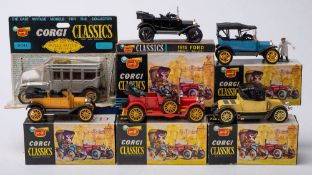 Corgi Original Classics a boxed group of six : 9012 and 9013 Model T, 9010 1910 Daimler 1910,