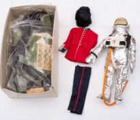 Tommy Gun. A collection of various equipment including a Space suit.