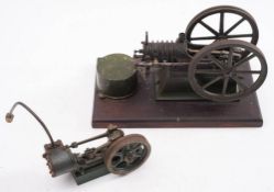 A scale model of an oil fired horizontal single piston engine:,