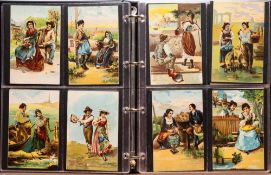 An album of approximately 120 sets and part sets of 'Morality' and humorous anecdote postcards: