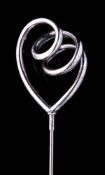 An Edwardian silver looped hat pin, maker 'JW' , Birmingham 1910,: 24cm. long.