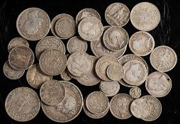 A good selection of world silver coins:, including a Napoleon 1808 franc, an 1831 5 franc,