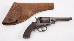 A 19th century 80 bore single action five shot percussion cap revolver by J Adams & Co,