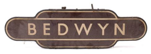 A BR (W) Totem 'Bedwyn':, cream and brown fully flanged edged with original mounting bolts, 92.