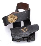An early 19th century Royal Marines Light Infantry cartridge pouch: the pouch cover with brass