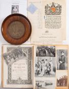 A WWI Memorial plaque to Captain Norman Neill, 13th Hussars: in a mahogany frame,
