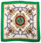 Hermes, Paris, a printed silk scarf 'Monaco' pattern : 85 x 85cm.