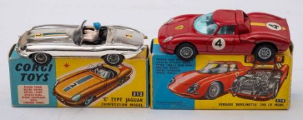 Corgi 312 E -Type Jaguar Competition Model: silver with black interior and blue helmeted driver,